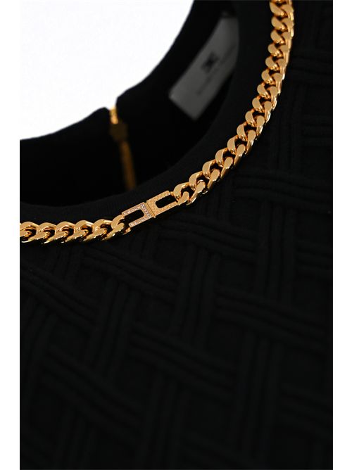 Top in maglia a rombi con dettaglio gioiello Nero Elisabetta Franchi | TK60B56E2110